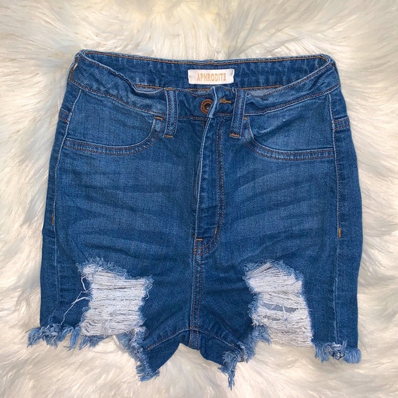 Aphrodite Ripped High-Waisted Jean Short - Picture 1 of 3